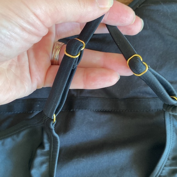 XHILARATION: NWOT Black Swimsuit with Plunge Back- Sz XL - Picture 5 of 8